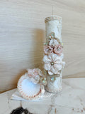 Vela Artesanal con Flores Rosas
